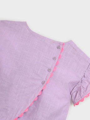 Lavender Breeze Scallop Asymmetrical Top