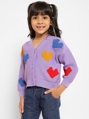 Digi Hearts Crochet Cotton Cardigan