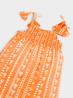 Orange Printed Sharara Set with Dupatta