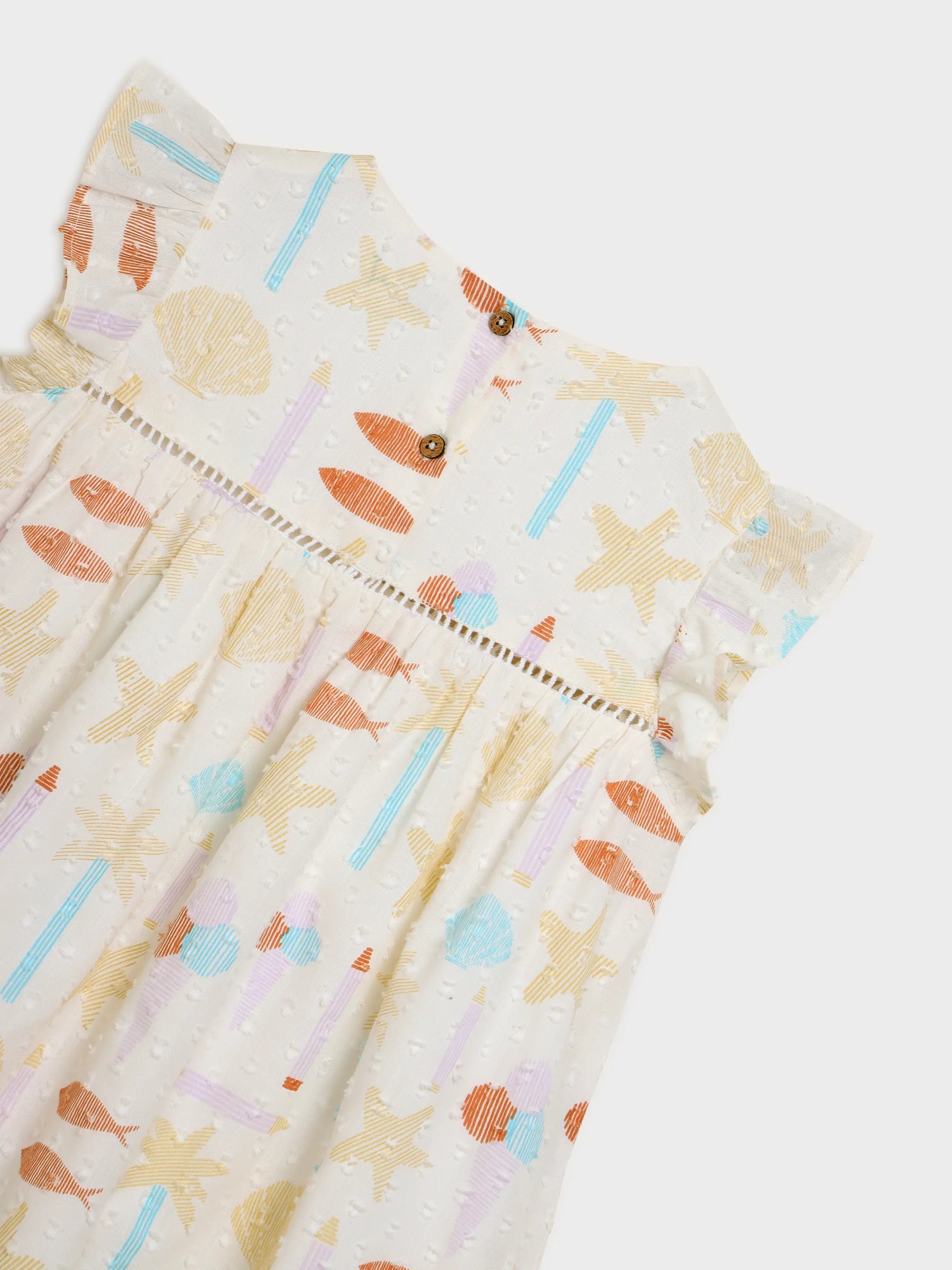 Playful Pastels Dress with Ruffle Sleeves