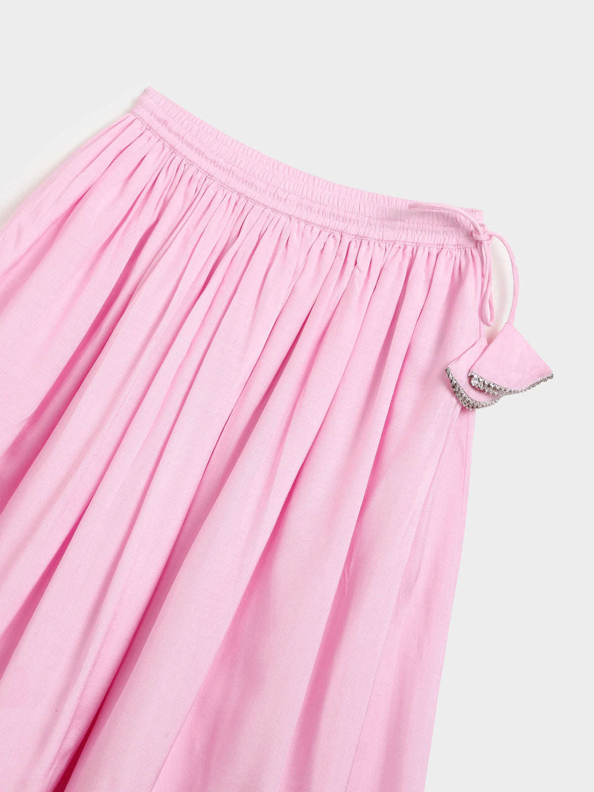 Pink Crop Top Skirt Dupatta Set