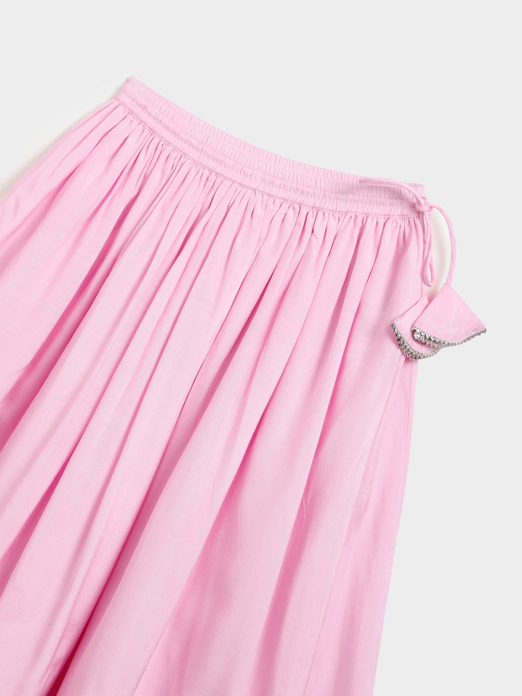 Pink Crop Top Skirt Dupatta Set