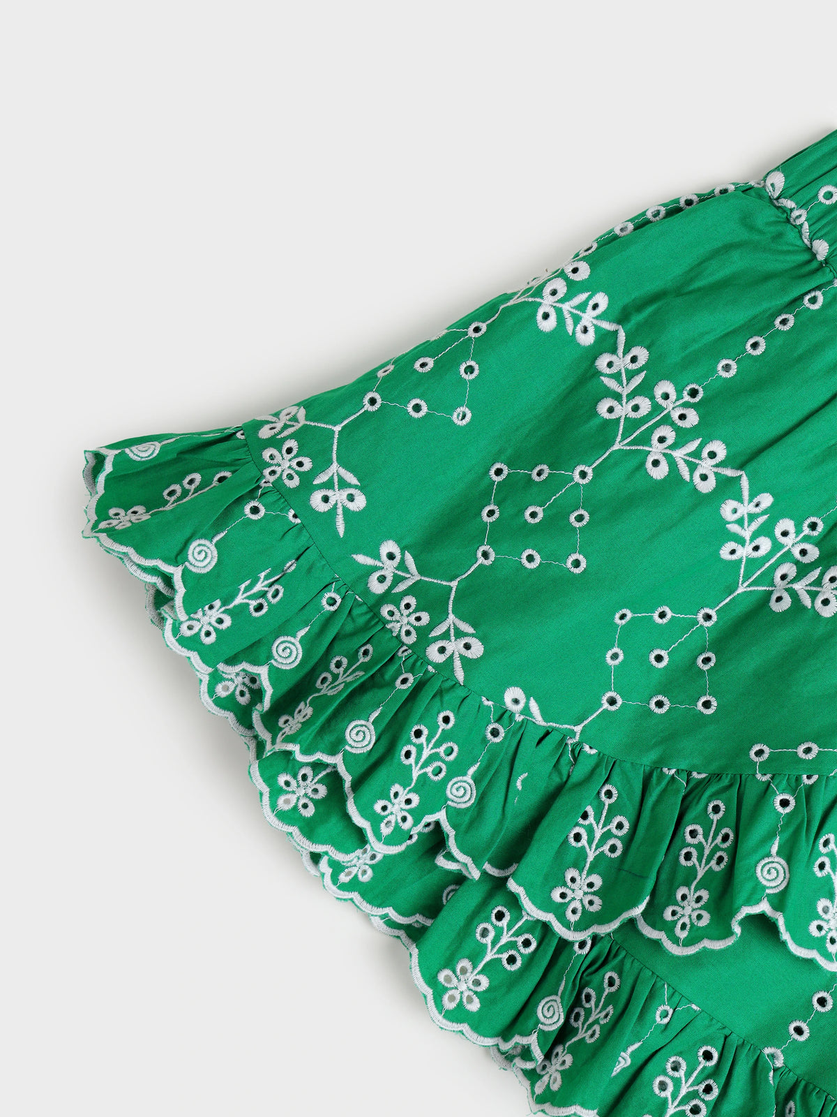 Green Schiffli Top and Skirt Set