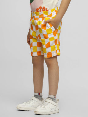 Citrus Checked Cotton Shorts