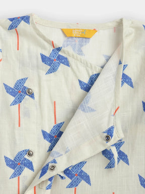 Printed Wrap Kurta & Dhoti Set