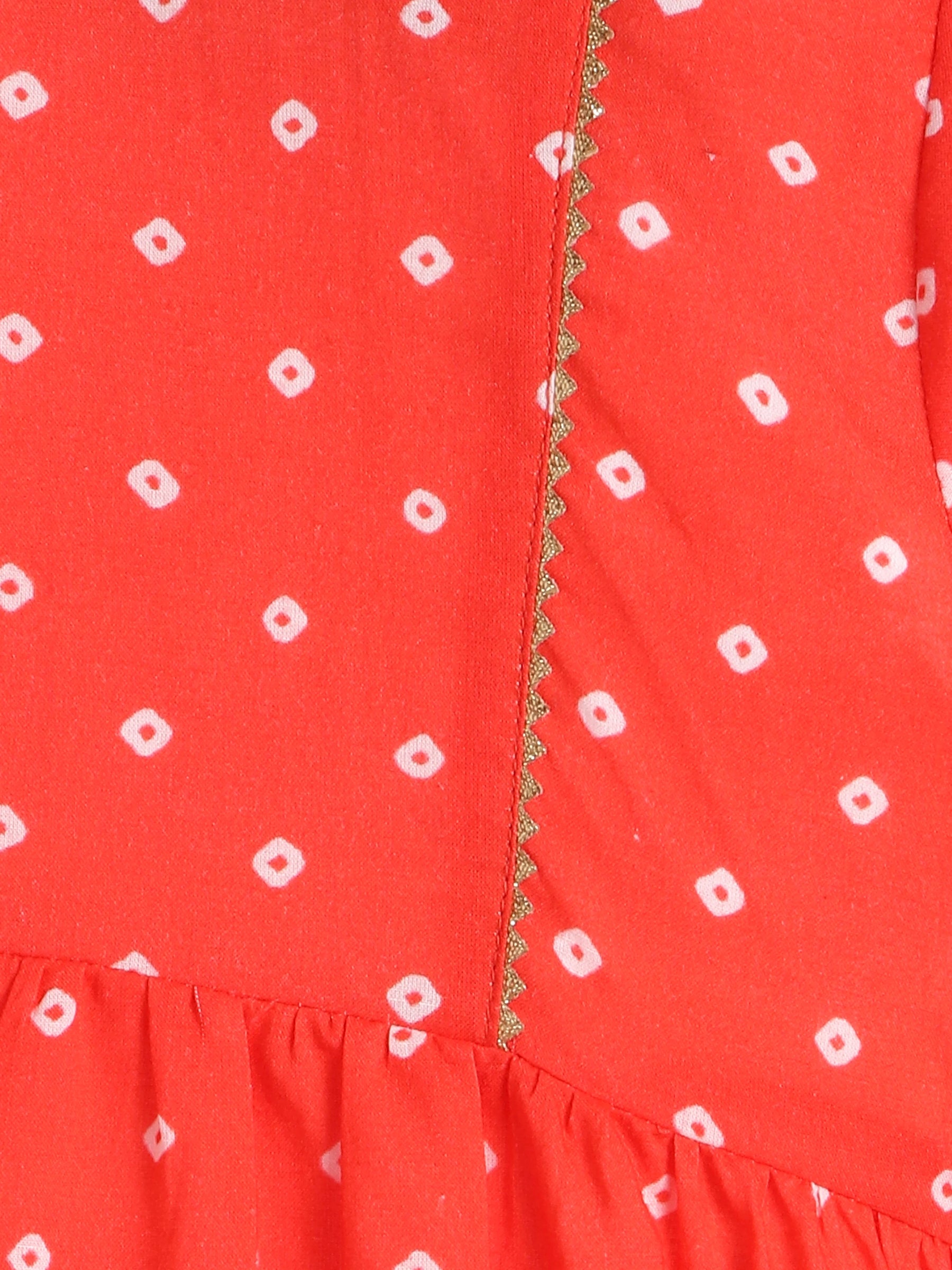 Red Bandhani Print Sharara Set with Dupatta