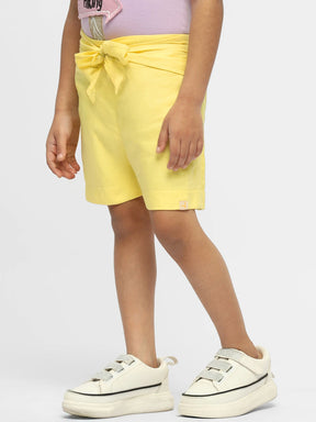Lemon Knot Cotton Shorts