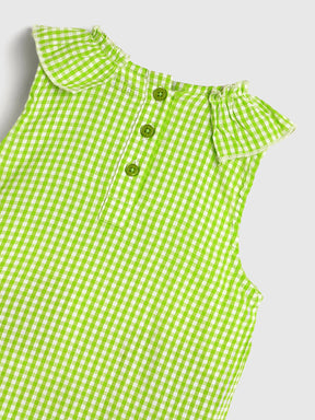 Minty Lemonade Gingham Cotton Romper