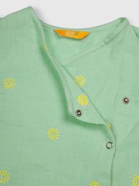 Minty Wrap Around Cotton Jhabla Set