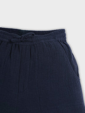 Deep Sea Striped Cotton Shorts