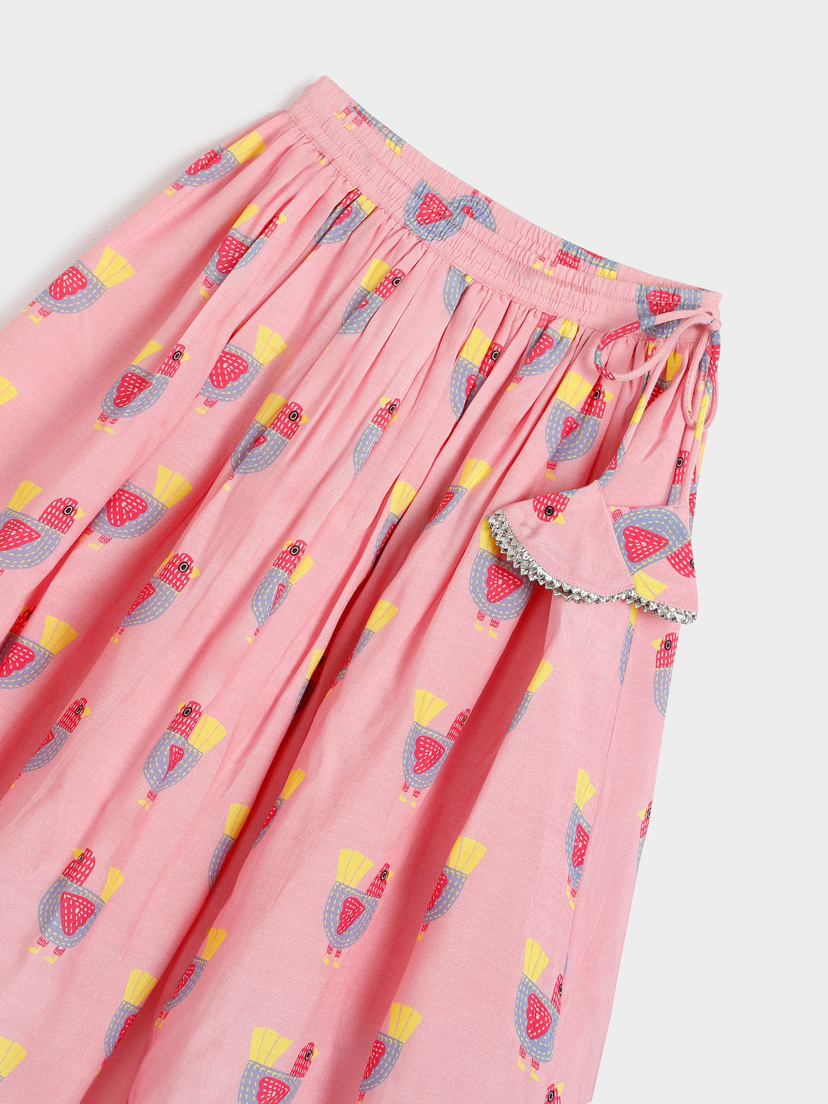 Pink Top and Printed Skirt Set