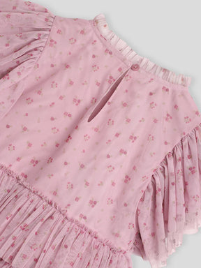Printed Tulle Flounce Dress