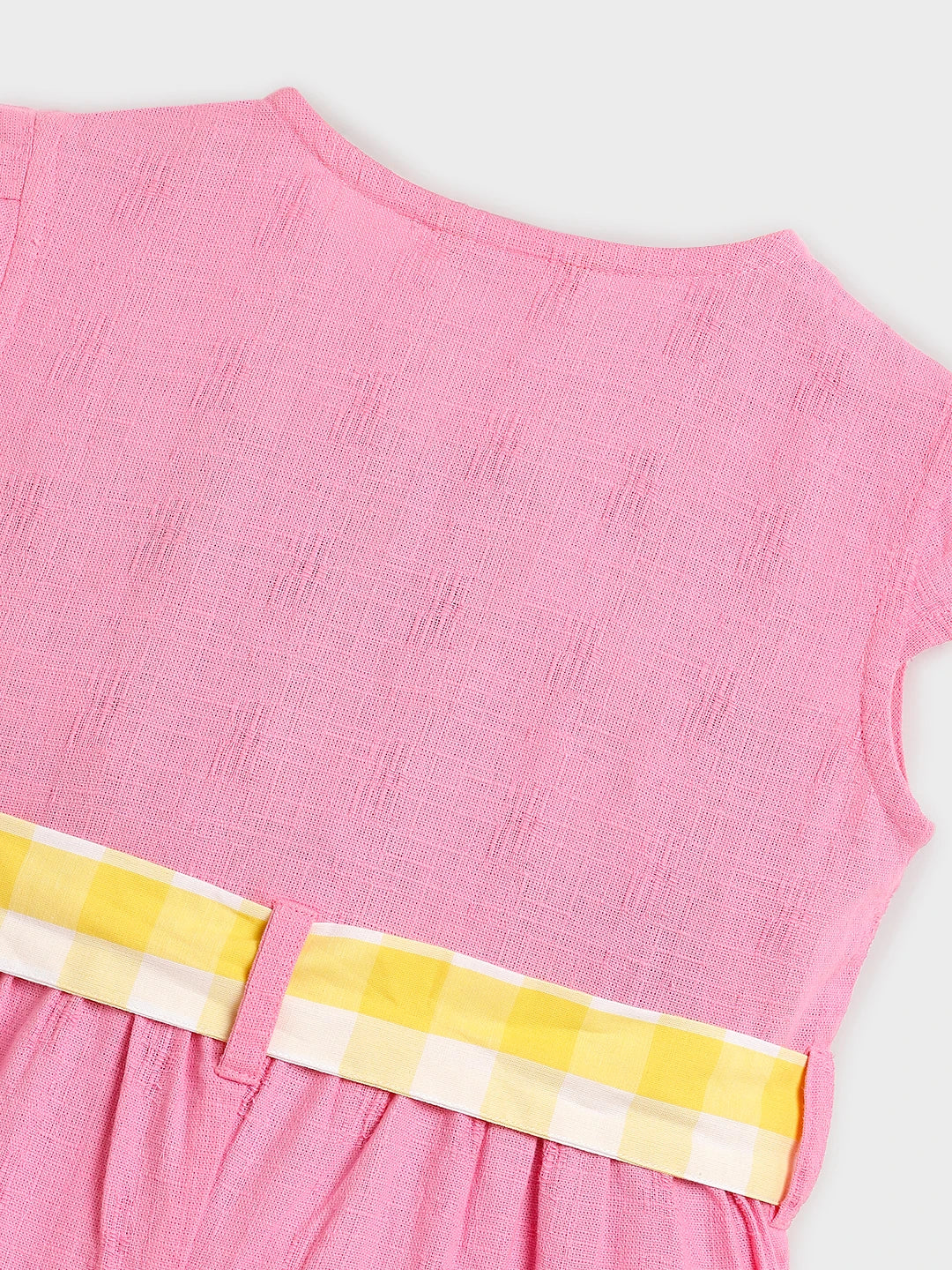 Pink Playsuit with Gingham Belt