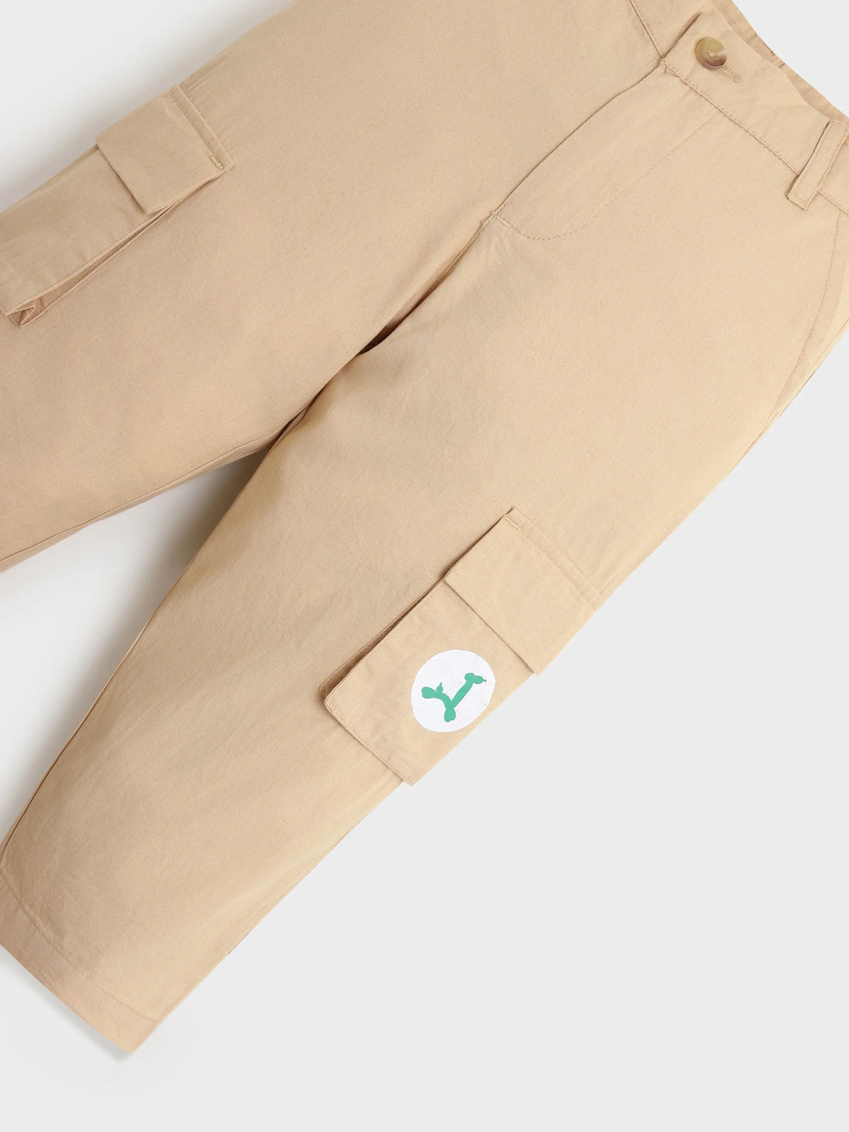 Beige Cotton Cargo Pants