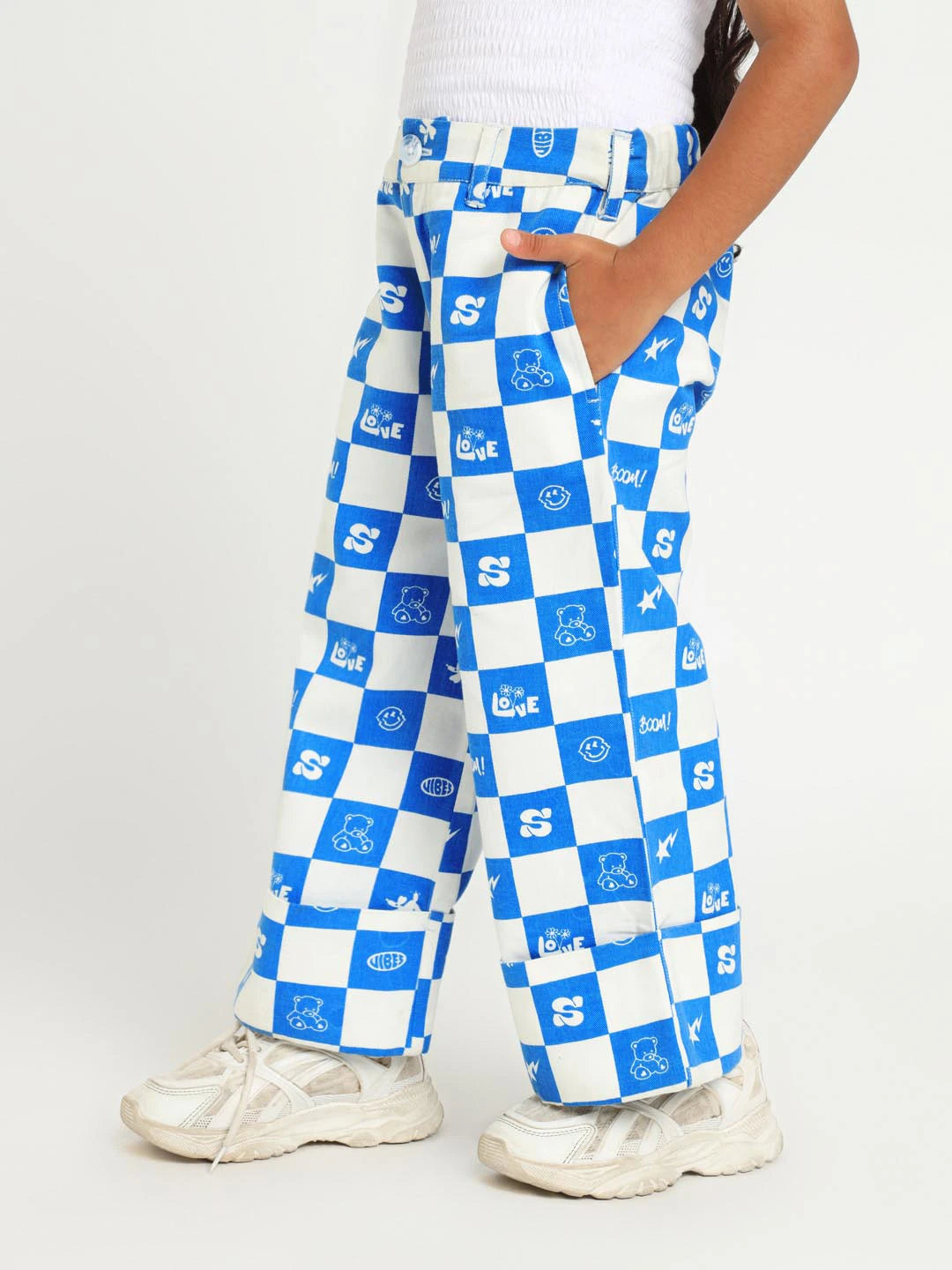 Checkered Cotton Twill Pants