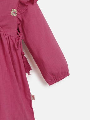 Pink Angrakha Top Pant Set