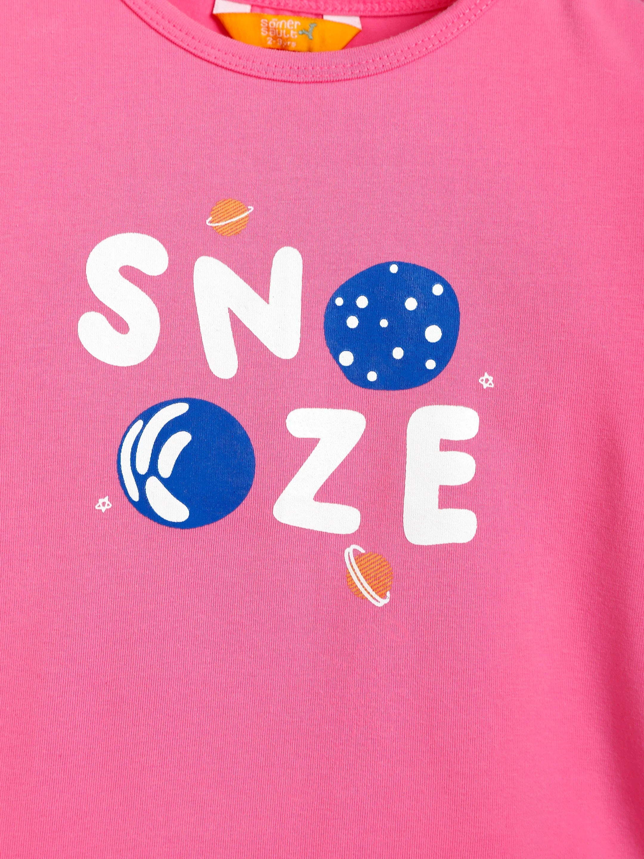 Snooze Pink Tee & Gingham Shorts Set
