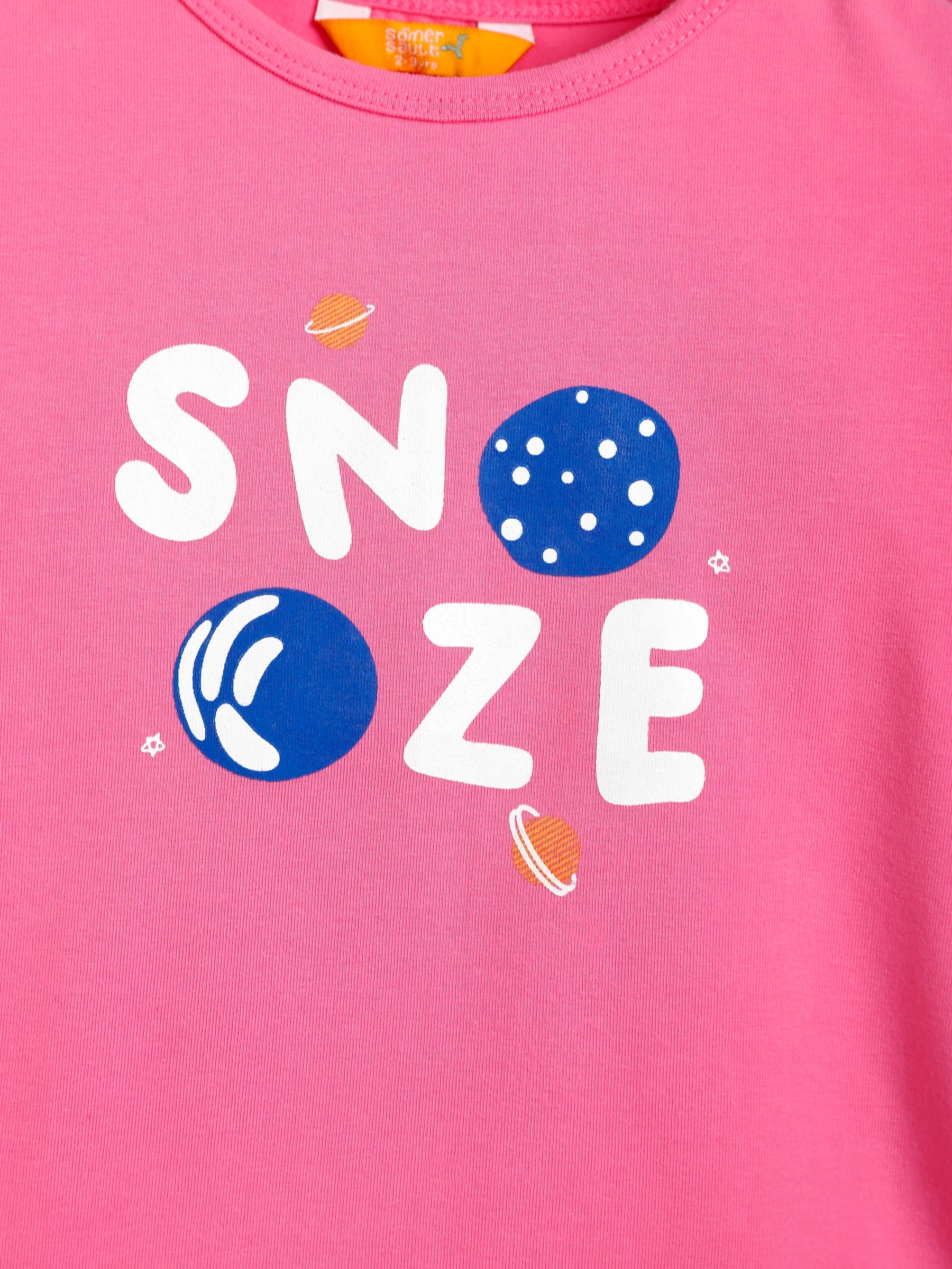 Snooze Pink Tee & Gingham Shorts Set