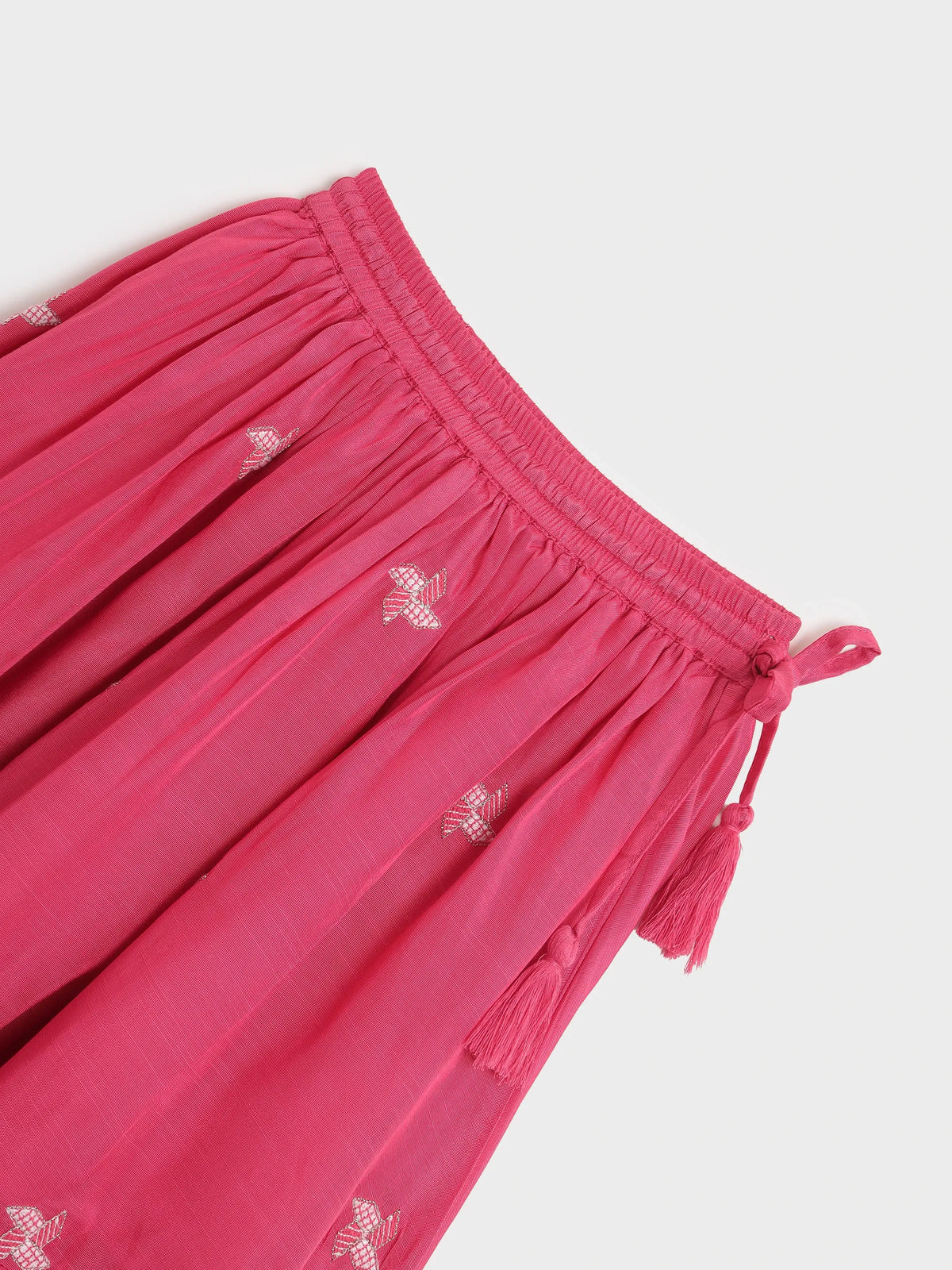 Pink Pinwheel Embroidered Top & Skirt Set