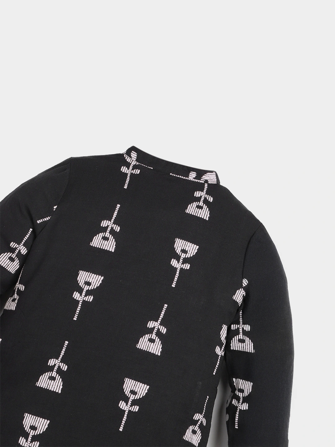 Black Printed Kurta Pajama Set