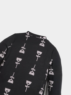Black Printed Kurta Pajama Set