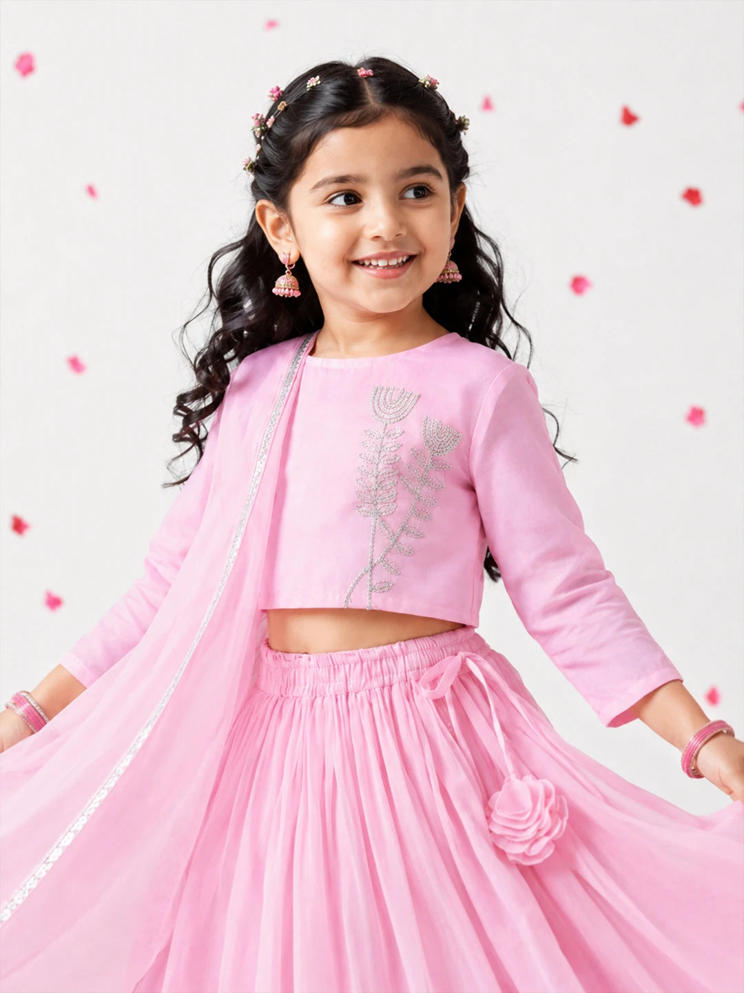 Lurex Embroidered Shantoon Lehenga Set