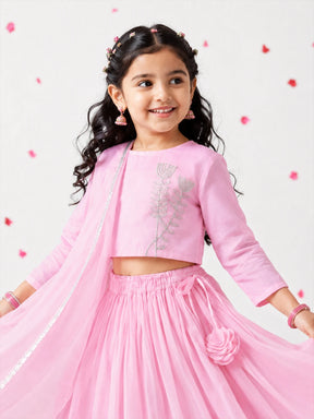 Lurex Embroidered Shantoon Lehenga Set