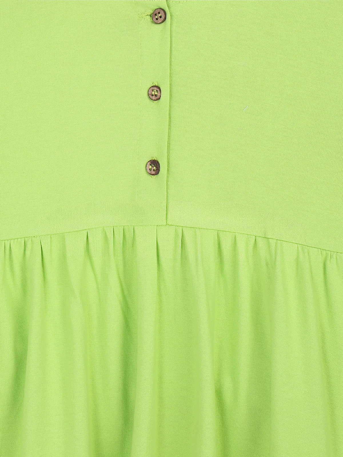 Lime Green Cotton Tiered Dress with Puff Sleeves