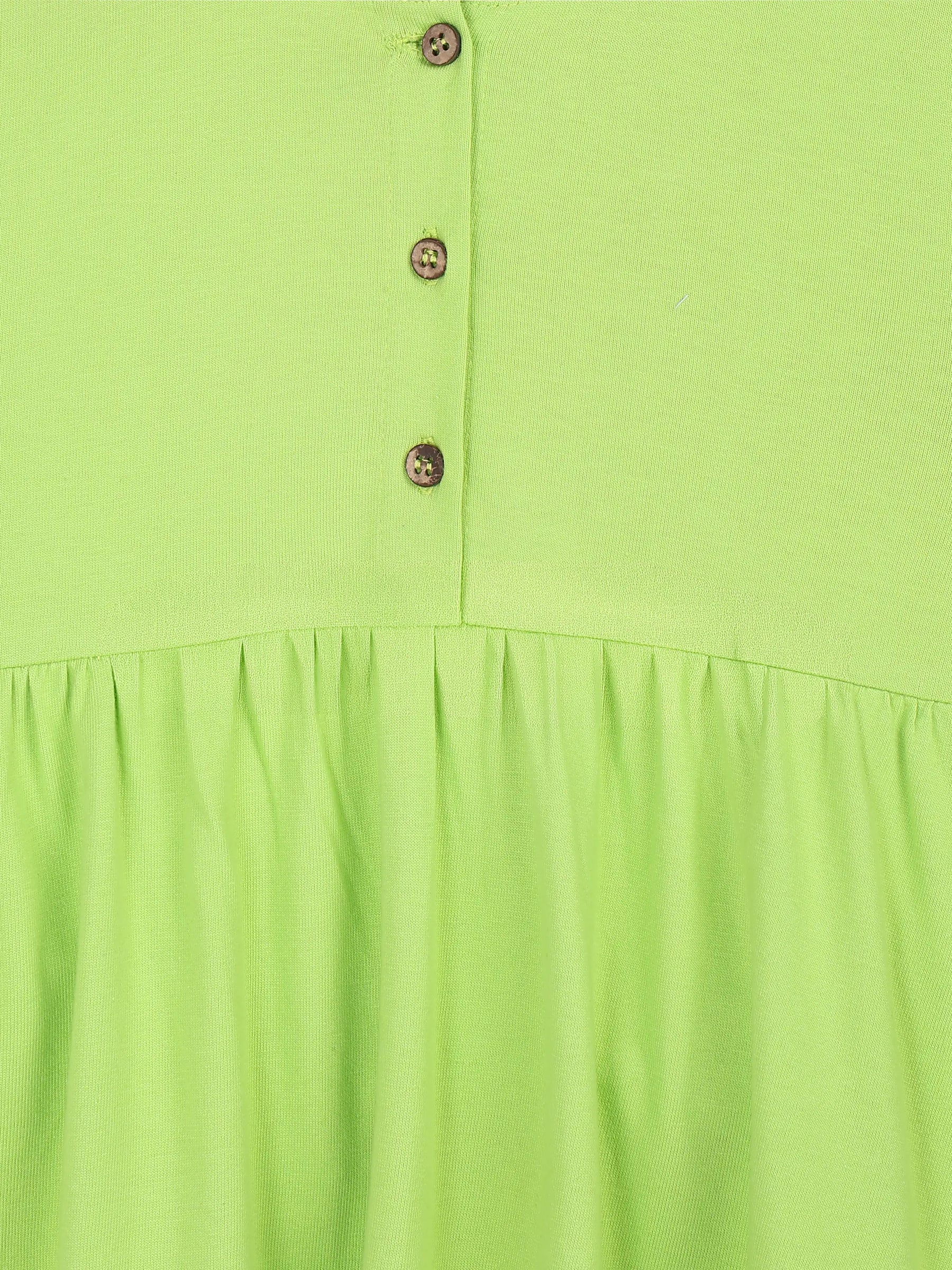 Lime Green Cotton Tiered Dress with Puff Sleeves