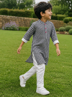 Black Gingham Kurta
