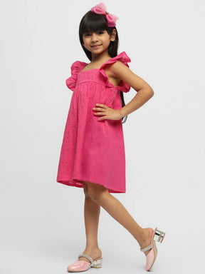 Bougainvillea Schiffli Embroidered Cotton Shift Dress