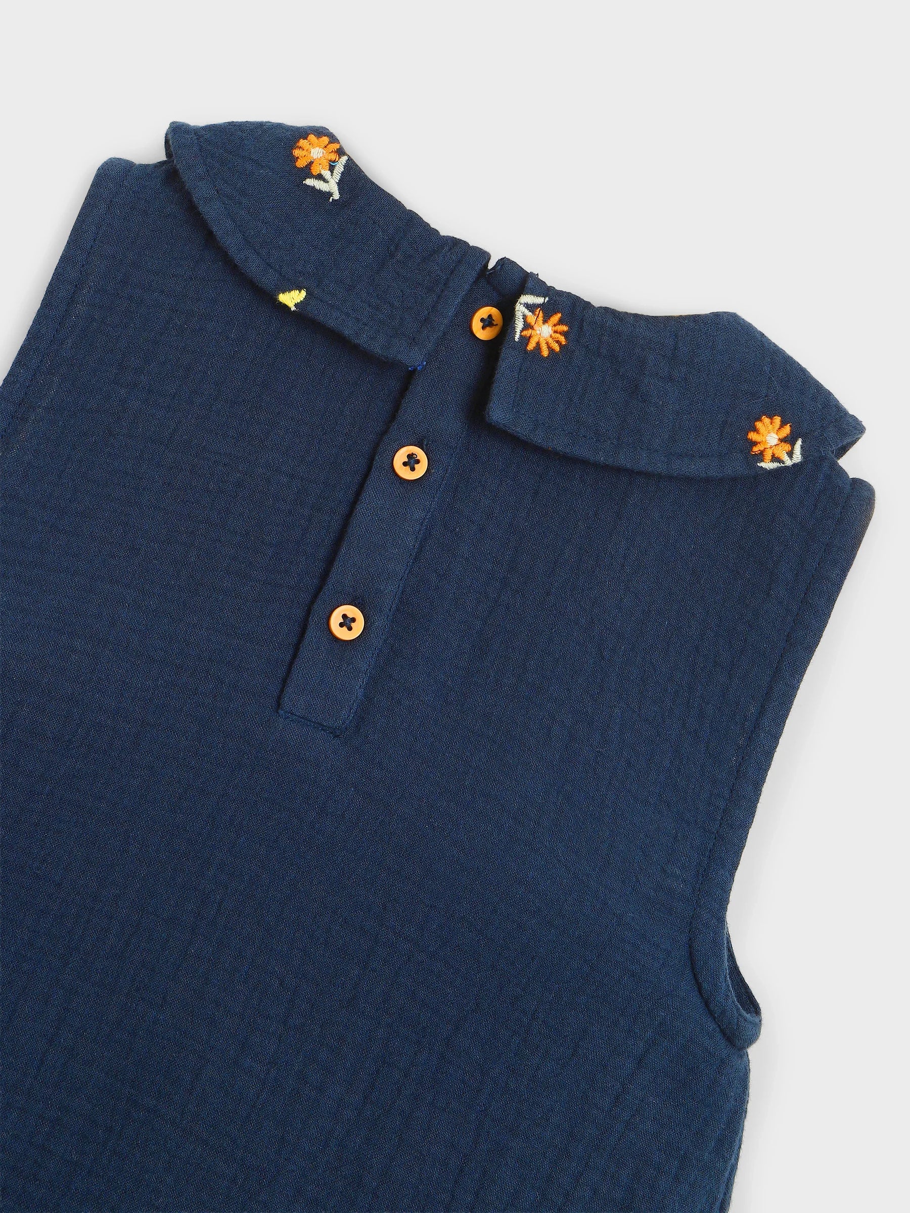 Midnight Blue Sleeveless Tunic & Pants Set