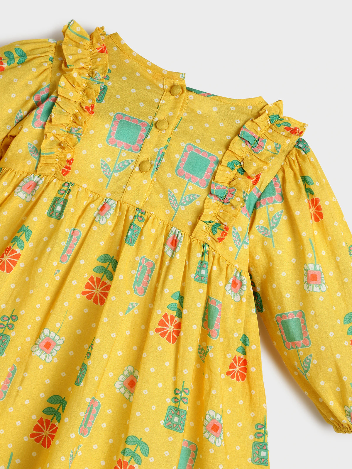 Yellow Bandhani Top and Bottom Set