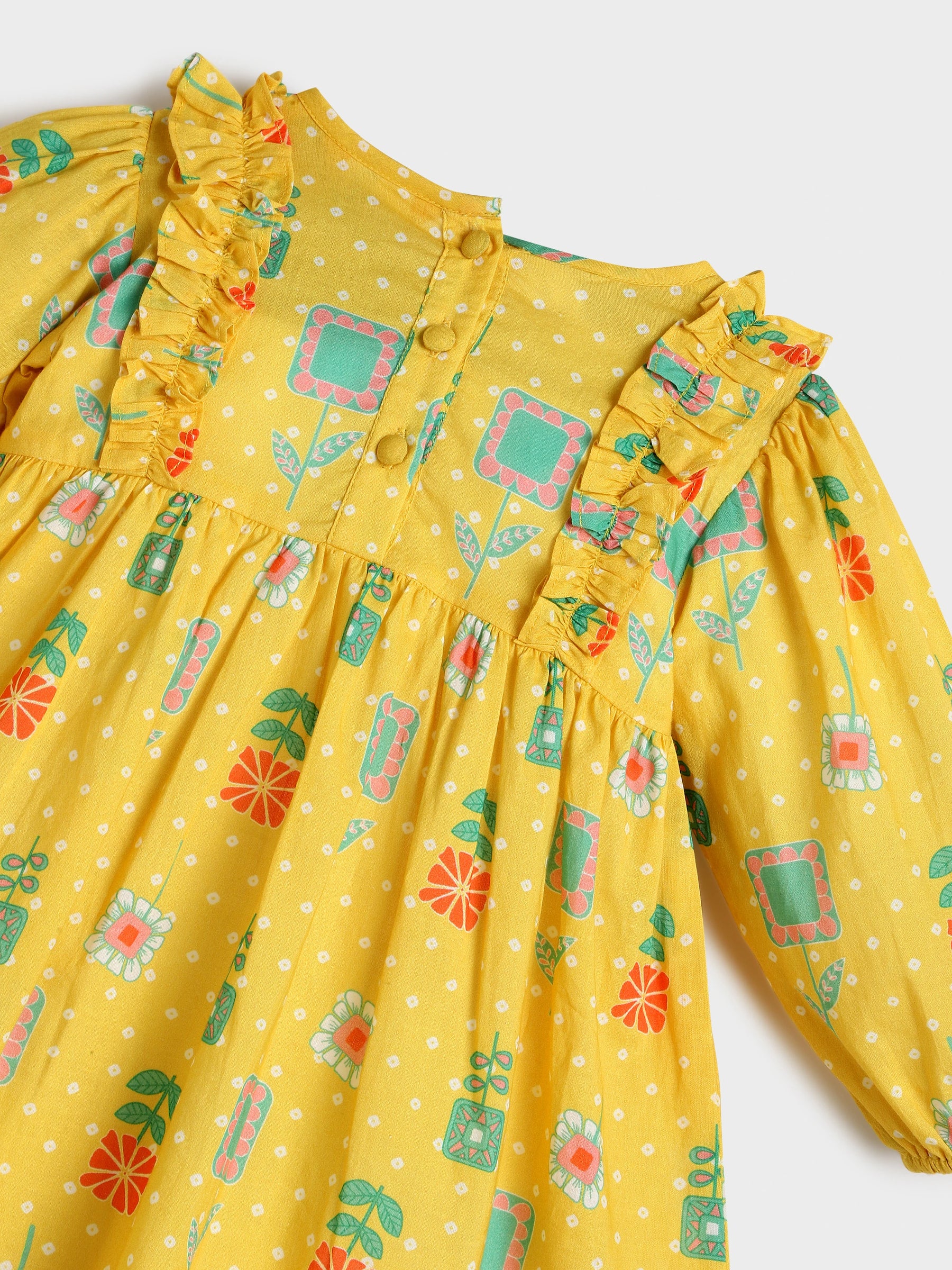 Yellow Bandhani Top and Bottom Set