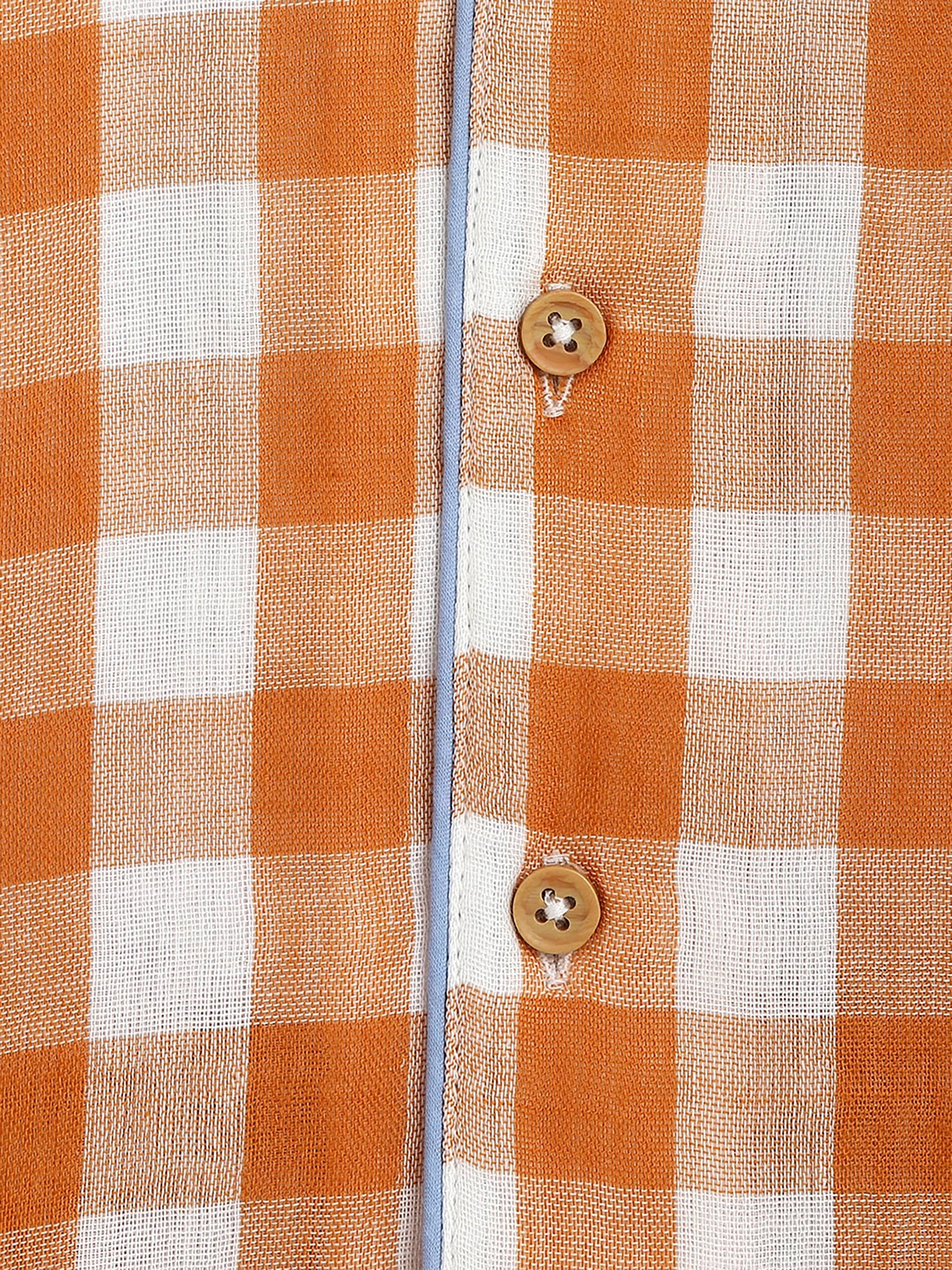Brown Sugar Gingham Cotton Shirt & Shorts Pyjama Set