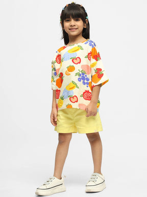 Fruity Fun Drop Shoulder Cotton Top