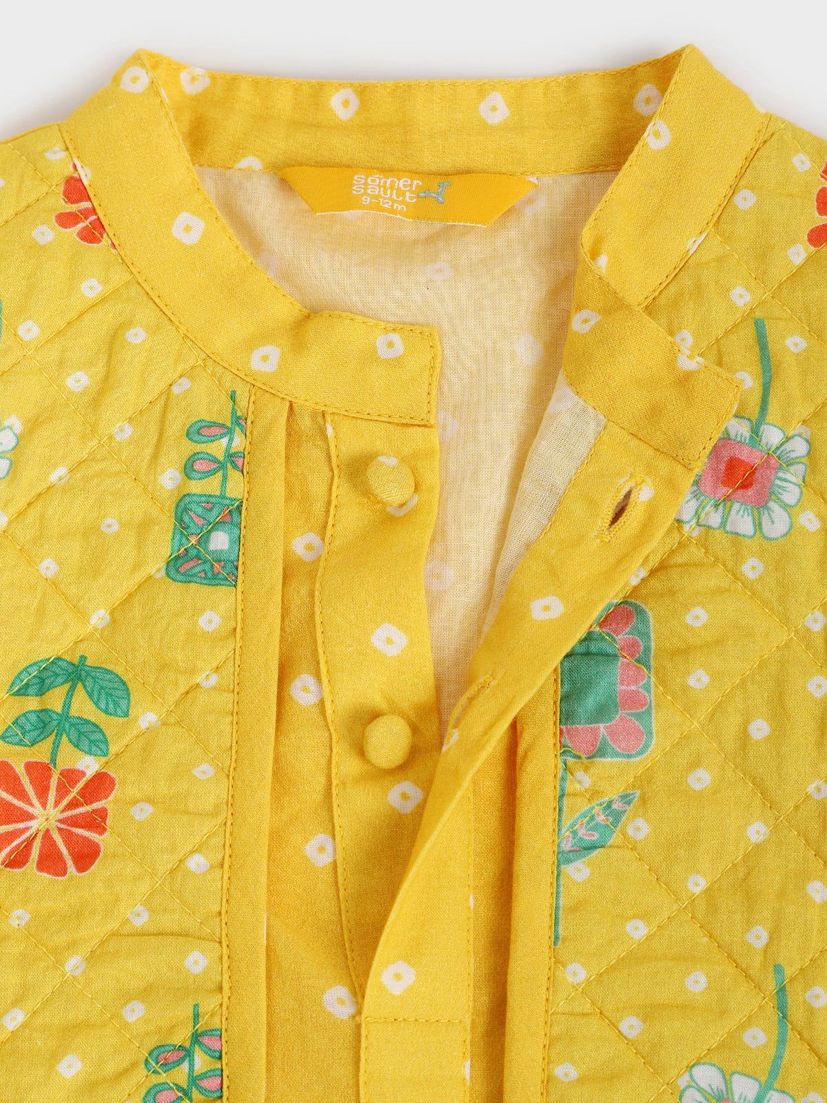 Yellow Quilted Jacket - Kurta Dhoti Set