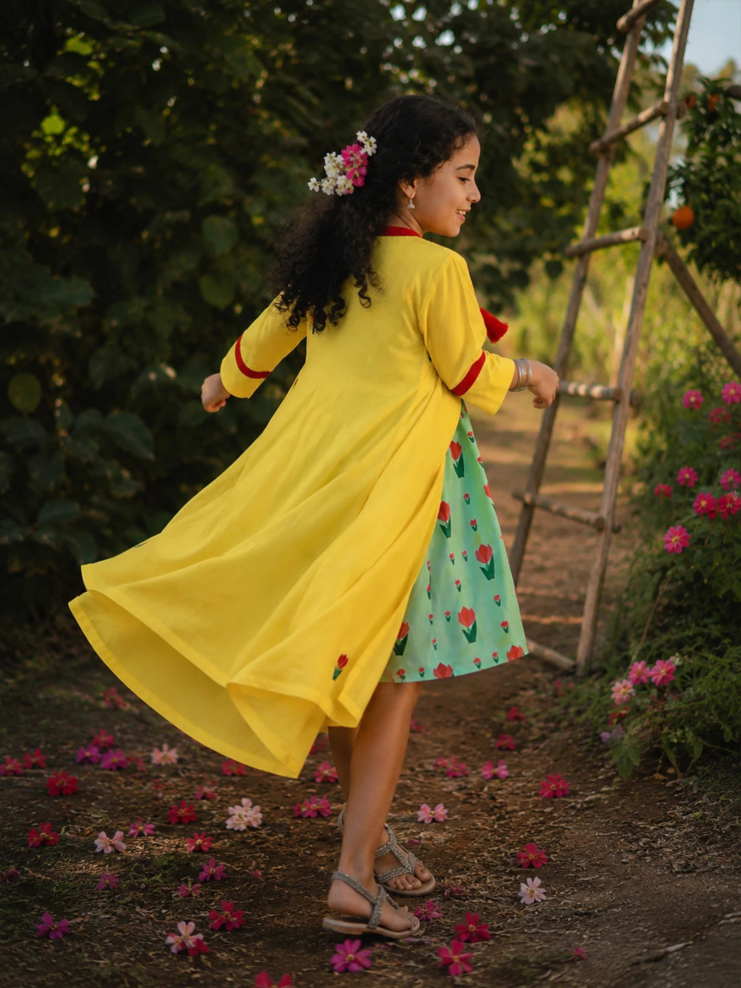 Dress With Yellow Shrug