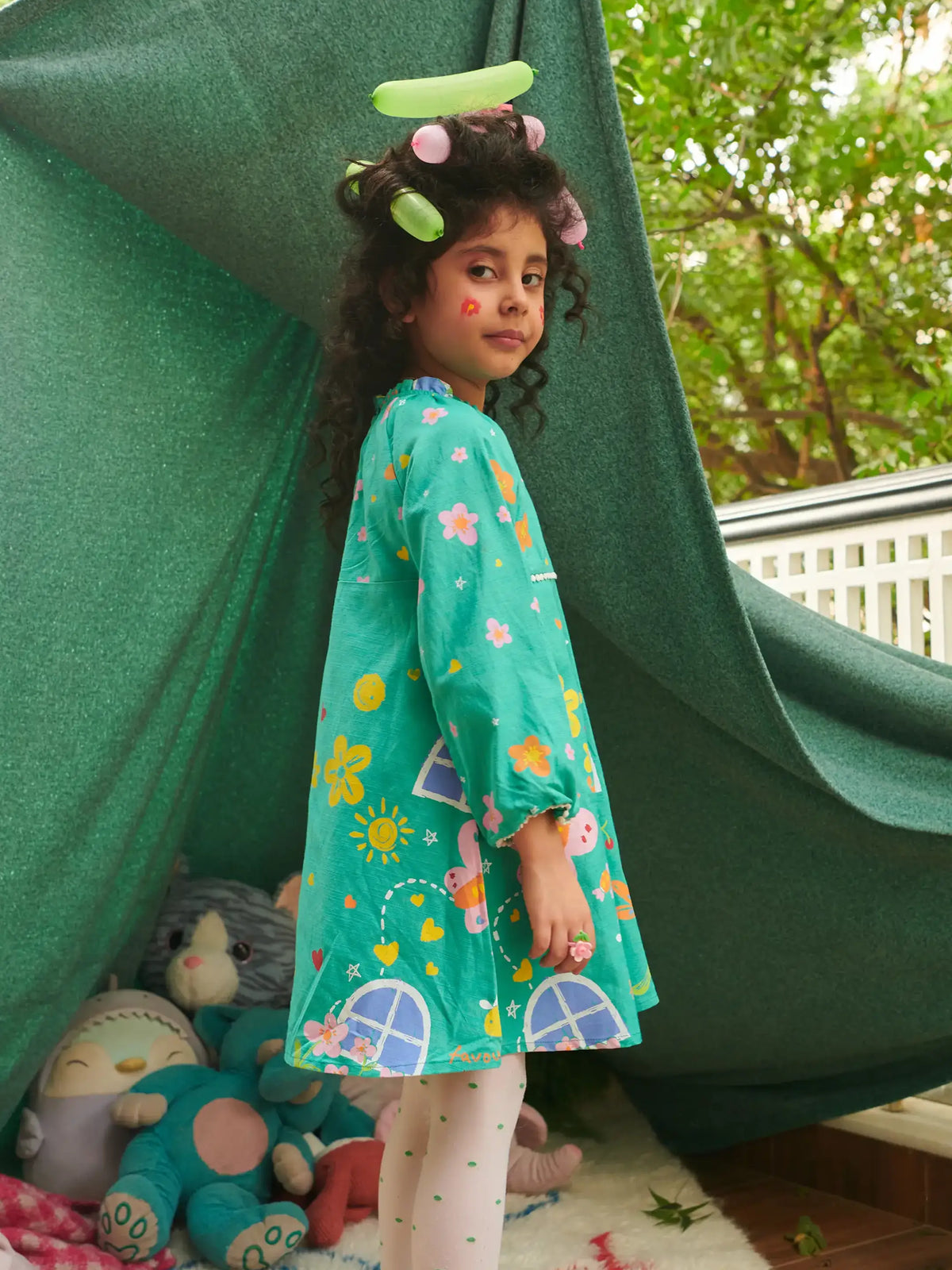 Printed Frill Trim Dress Somersault