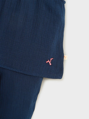 Midnight Blue Sleeveless Tunic & Pants Set