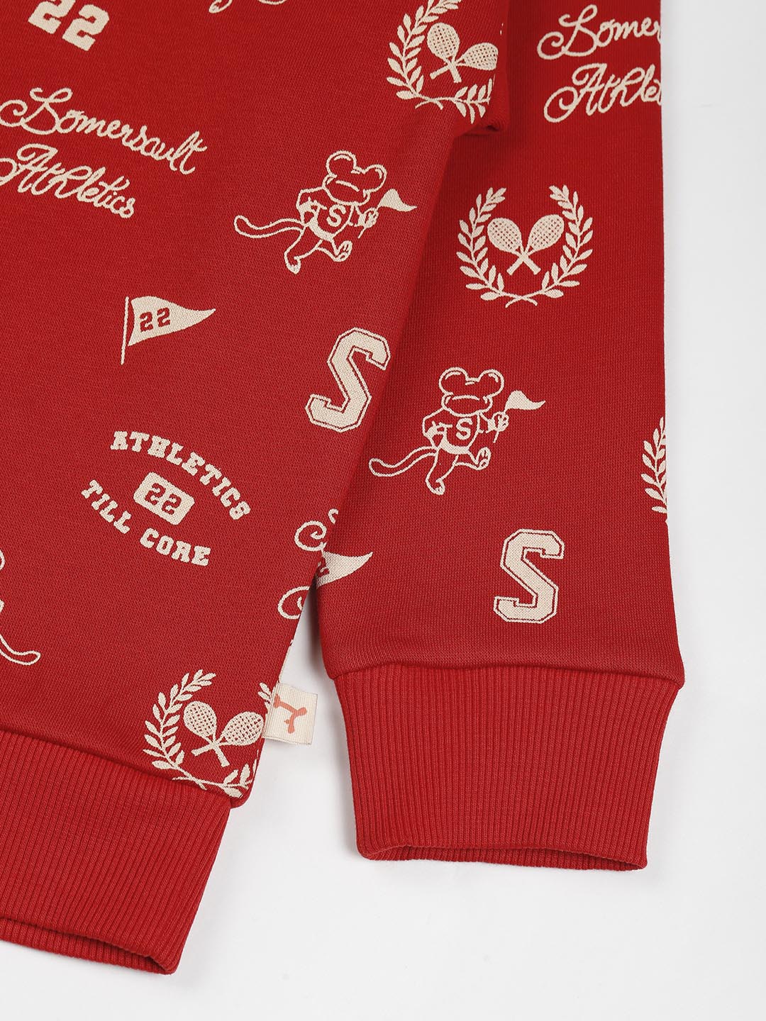 Red Athleisure Printed Sweatshirt