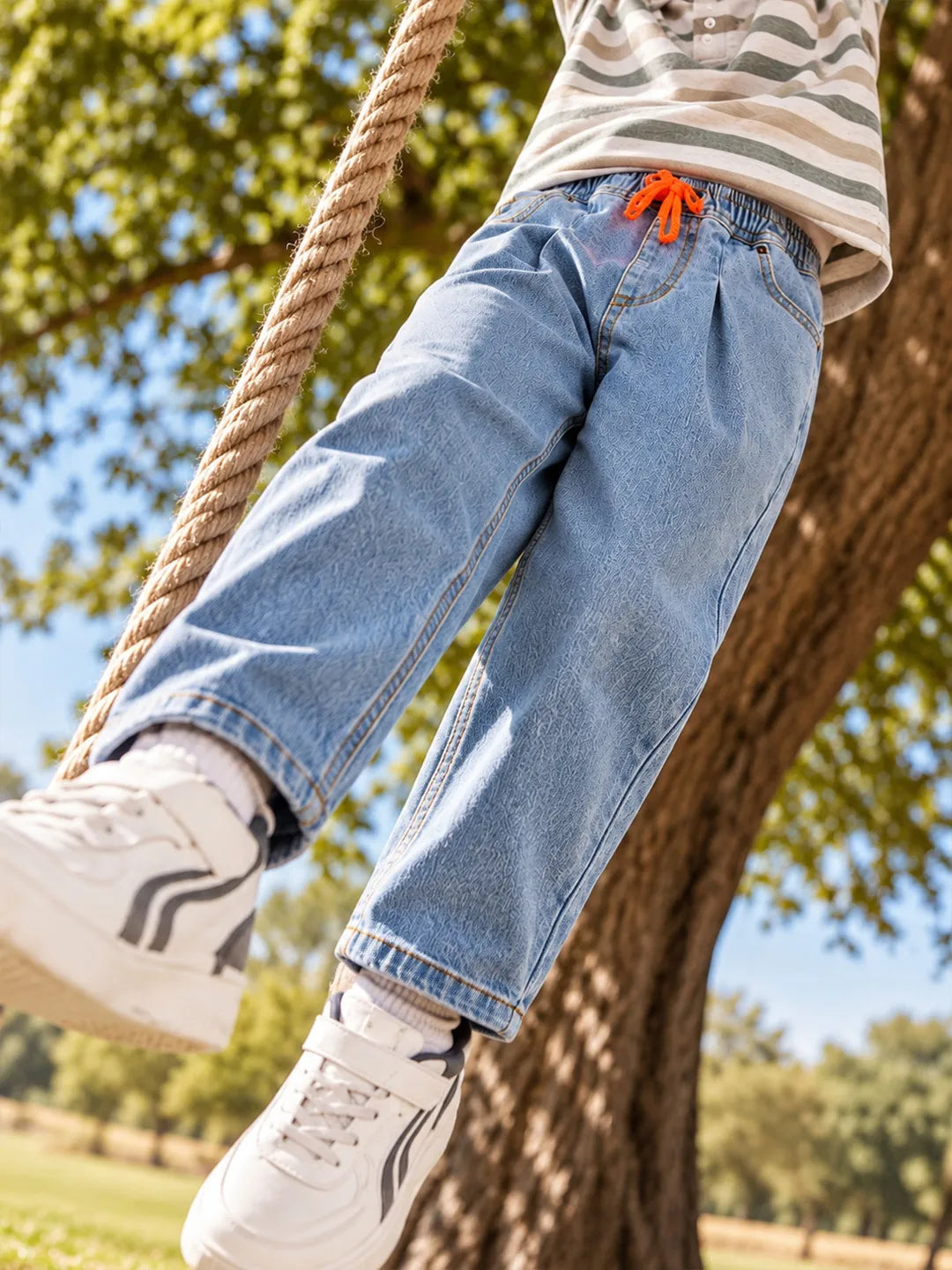 Orange Drawcord Detail Denim