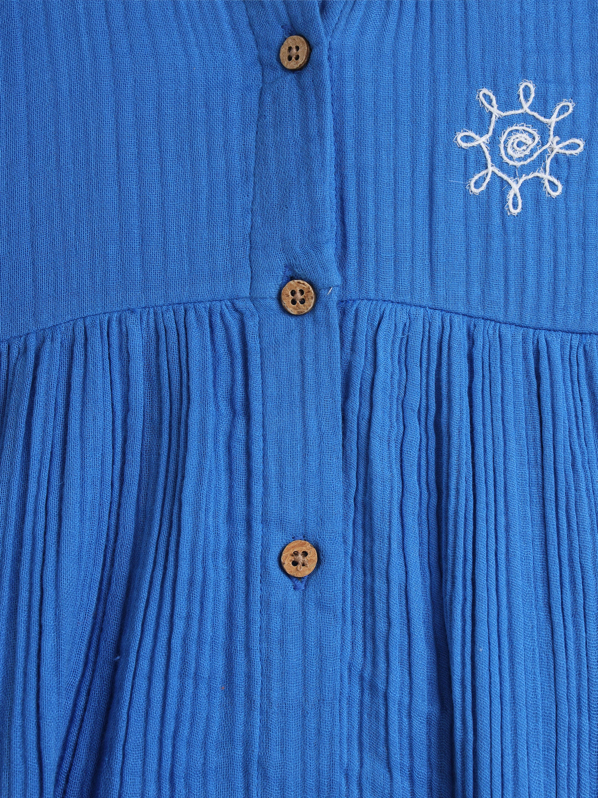 Palm Embroidered Muslin Dress
