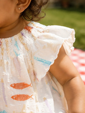 Seashell Ruffle Sleeves Dress
