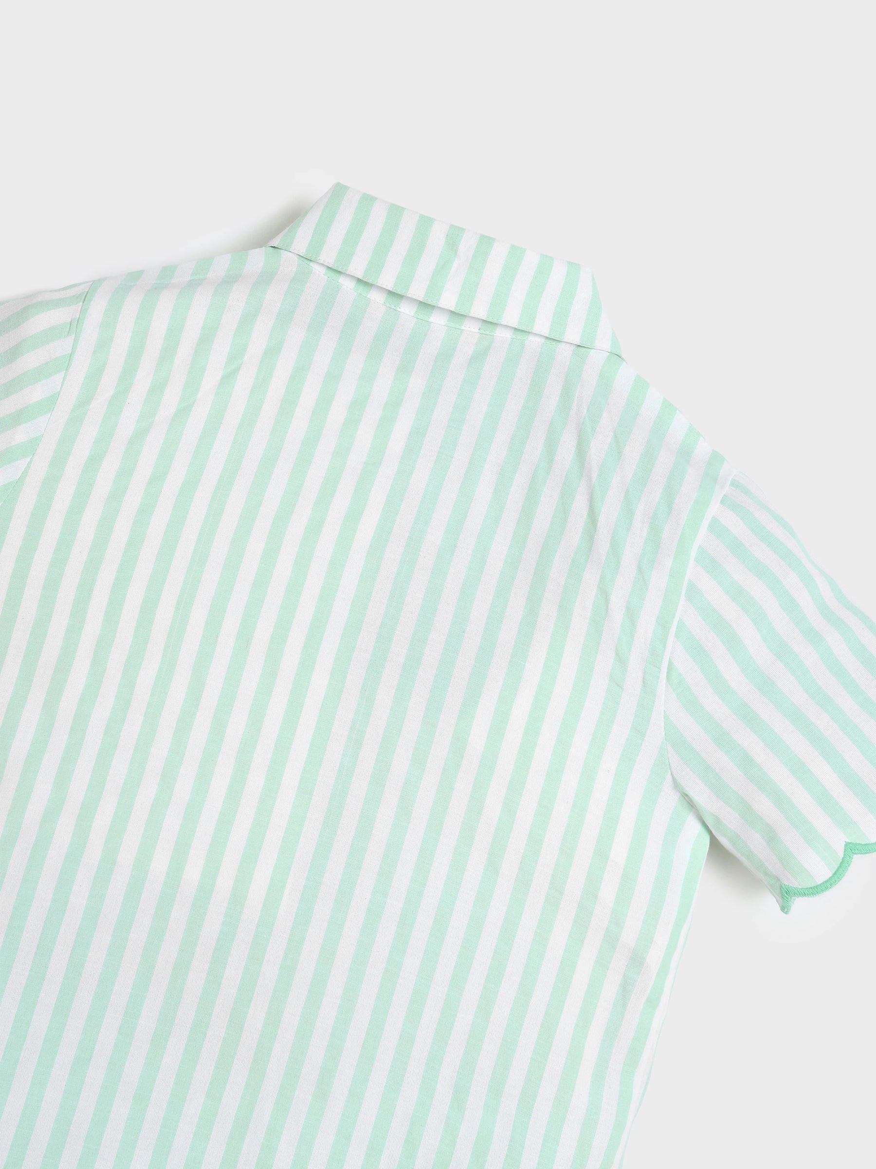 Mint Stripe Scallop Co-ord Set