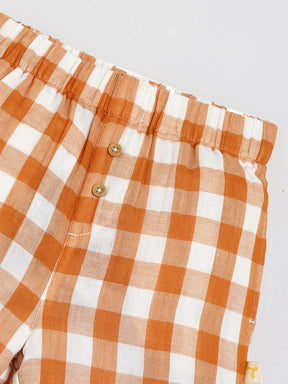 Brown Sugar Gingham Cotton Shirt & Shorts Pyjama Set