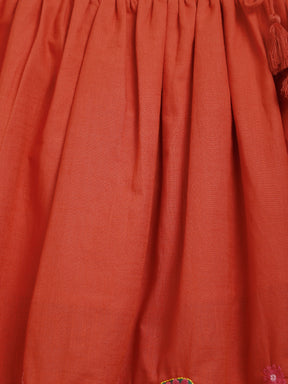 Red Embroidered Skirt Top Dupatta Set