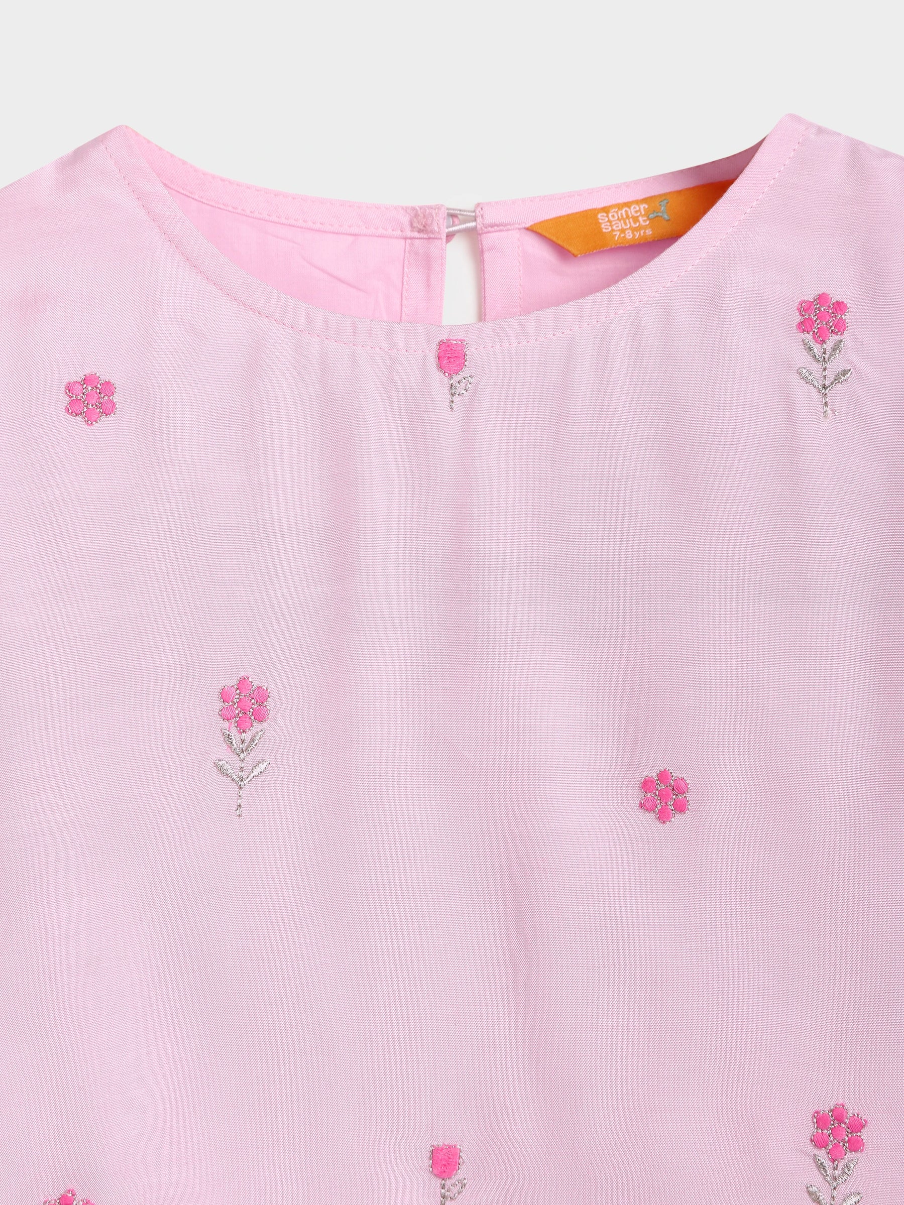 Pink Crop Top Skirt Dupatta Set