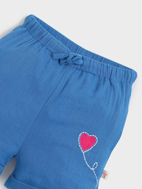Blue Heart Patch Shirt & Shorts Co-Ord Set