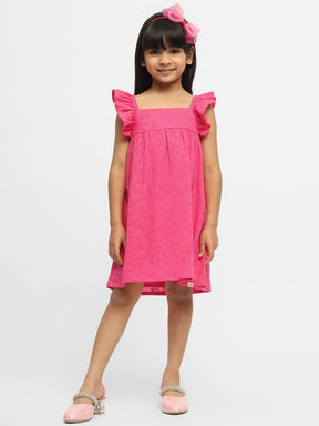 Bougainvillea Schiffli Embroidered Cotton Shift Dress